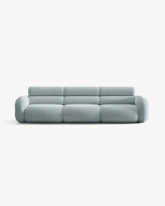 CANAPEA CU 4 LOCURI, NEO, ALBASTRU DESCHIS, 305X100 CM, TAPITAT CU TAPITERIE DIN TEXTIL BOUCLE BALOO, MICADONI