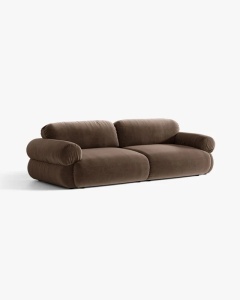 CANAPEA CU 4 LOCURI, OPHELIA, CIOCOLATIU, 257 CM, CU TAPITERIE DIN TEXTIL CATIFEA VENUS, MICADONI - Img 2