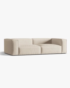 CANAPEA CU 5 LOCURI, NURIA BEJ, 290X110 CM, TAPITAT CU TAPITERIE DIN TEXTIL STRUCTURAT LIBERTY, MICADONI - Img 2