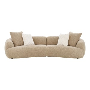 CANAPEA DALI CU 4 PERINI 302CM, DIN LEMN SI TEXTIL BOUCLE, CULOARE MARO DESCHIS, HOUSE NORDIC