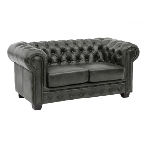 CANAPEA DE LUX CHESTERFIELD 155CM, 2 LOCURI, DIN PIELE NATURALA, CULOARE VERDE, ARTIM SELECTION - Img 9