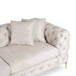 CANAPEA DEOSEBITA 3 LOCURI, ARTIM MEBLE, MATERIAL TEXTIL( CATIFEA) SI SUPORT METALIC, CULOARE CREM/AURIU, STIL MODERN - Img 5