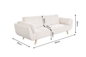 CANAPEA EXTENSIBILA BOUTIQUE 215CM, 3 LOCURI, REALIZAT DIN LEMN SI CATIFEA RAIAT, CULOARE BEJ - Img 6