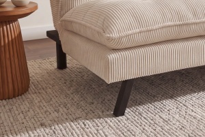 CANAPEA EXTENSIBILA COCO 190CM, 3 LOCURI, REALIZATA DIN LEMN SI CATIFEA RAIATA, DE CULOARE BEJ, ARTIM GROUP - Img 7
