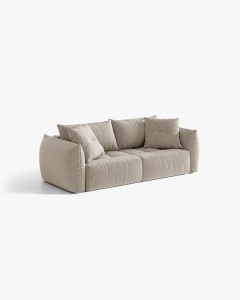 CANAPEA EXTENSIBILA CU 3 LOCURI, BLOOM, 250 CM, BEJ DESCHIS, CU TAPITERIE DIN TEXTIL CATIFEA CASINO, MICADONI - Img 2