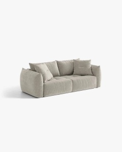 CANAPEA EXTENSIBILA CU 3 LOCURI, BLOOM, 250 CM, GRI DESCHIS, CU TAPITERIE DIN TEXTIL STRUCTURAT WIND, MICADONI - Img 2