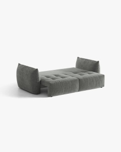 CANAPEA EXTENSIBILA CU 3 LOCURI, BLOOM, 250 CM, GRI INCHIS, CU TAPITERIE DIN TEXTIL STRUCTURAT WIND, MICADONI - Img 4