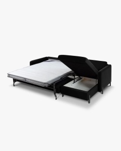 CANAPEA EXTENSIBILA DORMI, GRI ANTRACIT, 225X94 CM, TAPITAT CU TAPITERIE DIN TEXTIL STRUCTURAT MOLYBDEN, MICADONI - Img 3