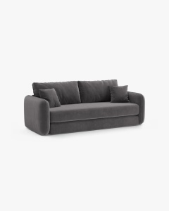 CANAPEA EXTENSIBILA DORMI, GRI INCHIS, 225X94 CM, TAPITAT CU TAPITERIE DIN TEXTIL CATIFEA SALVADOR, MICADONI - Img 3