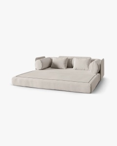CANAPEA EXTENSIBILA DREAMY, CU 3 LOCURI, BEJ, 206X95 CM, TAPITAT CU TAPITERIE DIN TEXTIL CATIFEA SALVADOR, MICADONI - Img 2
