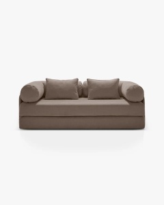 CANAPEA EXTENSIBILA DREAMY, CU 3 LOCURI, CAPPUCCINO, 206X95 CM, TAPITAT CU TAPITERIE DIN TEXTIL STRUCTURAT LIBERTY, MICADONI
