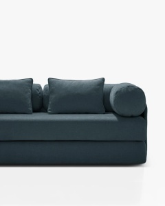 CANAPEA EXTENSIBILA DREAMY, CU 3 LOCURI, PETROL INCHIS, 206X95 CM, TAPITAT CU TAPITERIE DIN TEXTIL STRUCTURAT LIBERTY, MICADONI - Img 6
