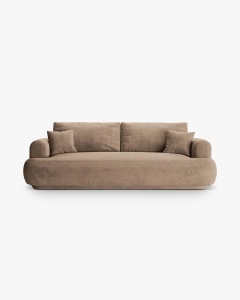 CANAPEA EXTENSIBILA ELLA, BEJ INCHIS, 253X108 CM, TAPITAT CU TAPITERIE DIN TEXTIL CATIFEA VOGUE, MICADONI