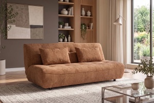 CANAPEA EXTENSIBILA ELYPSE 200CM, 3 LOCURI, REALIZATA DIN LEMN MASIV SI TEXTIL CHENILLE, CULOARE MARO RUGINIU, INVICTA INTERIOR - Img 3