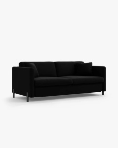 CANAPEA EXTENSIBILA GLORIA, CU 2 LOCURI, NEGRU, 102X206 CM, TAPITAT CU TAPITERIE DIN TEXTIL CATIFEA SALVADOR, MICADONI - Img 5