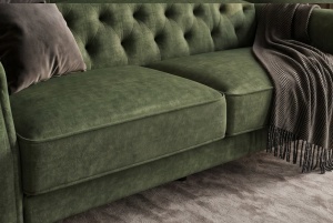 CANAPEA EXTENSIBILA MAISON BELLE 220CM, DIN LEMN SI TEXTIL CATIFEA, CULOARE VERDE, INVICTA INTERIOR - Img 12
