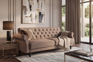 CANAPEA EXTENSIBILA MAISON BELLE 220CM, REALIZATA DIN LEMN SI CATIFEA, CULOARE GRI, INVICTA INTERIOR - Img 4