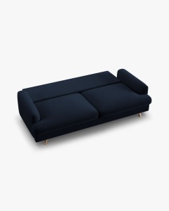 CANAPEA EXTENSIBILA NAOMI, CU 3 LOCURI, ALBASTRU ROYAL, 233X110 CM, TAPITAT CU TAPITERIE DIN TEXTIL CATIFEA SALVADOR, MICADONI - Img 5