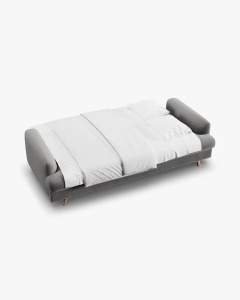CANAPEA EXTENSIBILA NAOMI, CU 3 LOCURI, GRI, 233X110 CM, TAPITAT CU TAPITERIE DIN TEXTIL CATIFEA SALVADOR, MICADONI - Img 3