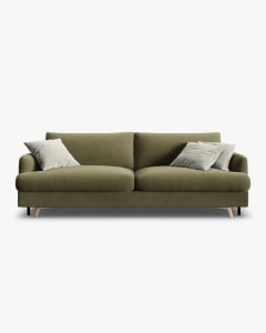 CANAPEA EXTENSIBILA NAOMI, CU 3 LOCURI, VERDE, 233X110 CM, TAPITAT CU TAPITERIE DIN TEXTIL CATIFEA SALVADOR, MICADONI