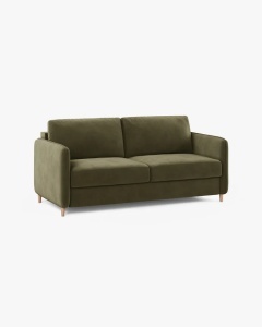CANAPEA EXTENSIBILA SIMO, VERDE, 225X94 CM, TAPITAT CU TAPITERIE DIN TEXTIL CATIFEA SALVADOR, MICADONI - Img 4