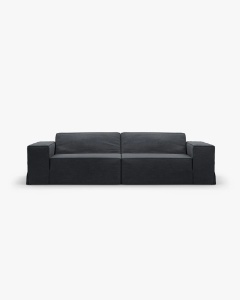 CANAPEA JODIE, CU 3 LOCURI, 204X99 CM, GRI ALBASTRU, TAPITAT CU TAPITERIE DIN TEXTIL STRUCTURAT LINS, MICADONI