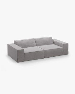 CANAPEA JODIE, CU 3 LOCURI, 204X99 CM, GRI CALD, TAPITAT CU TAPITERIE DIN TEXTIL STRUCTURAT LINS, MICADONI - Img 3