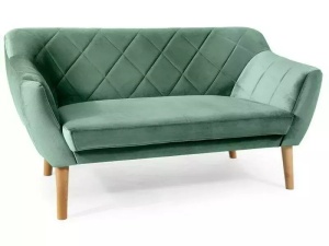 CANAPEA KARO 2, VERDE BLUVEL 78/FAG, TAPITERIE DIN CATIFEA SI PICIOARE DIN LEMN