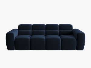 CANAPEA LISA, 4 LOCURI, 265 CM, ALBASTRU ROYAL, TAPITERIE DIN CATIFEA, DESIGN DEOSEBIT - Img 2