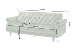 CANAPEA LIVING EXTENSIBILA MAISON, 220CM, DIN LEMN SI MATERIAL TEXTIL FOARTE FIN( CATIFEA), CULOARE VERDE, INVICTA INTERIOR - Img 2