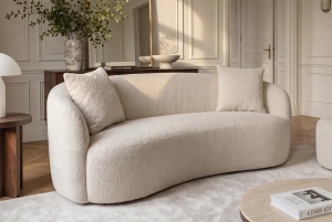 CANAPEA LIVING SEMIROTUNDA ELEMENTS, 180CM, 2 LOCURI, DIN LEMN SI MATERIAL BOUCLE, CULOARE BEJ, INVICTA INTERIOR - Img 4