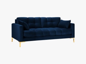 CANAPEA MAMAIA, 2 LOCURI, 152 CM, ALBASTRU ROYAL 86/AURIU, TAPITERIE DIN CATIFEA, DESIGN DEOSEBIT - Img 3