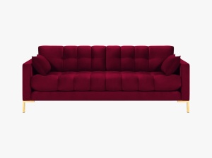 CANAPEA MAMAIA, 3 LOCURI, 177 CM, ROSU INCHIS 59/AURIU, TAPITERIE DIN CATIFEA, DESIGN DEOSEBIT - Img 3