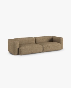 CANAPEA MARTINA, 320X120 CM, ADANCIME SCAUN 90 CM, CAPPUCCINO, TAPITAT CU TAPITERIE DIN TEXTIL BOUCLE MONET, MICADONI - Img 2