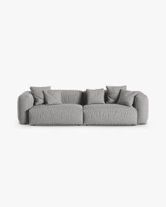 CANAPEA MARTINA, 320X120 CM, ADANCIME SCAUN 90 CM, GRI DESCHIS, TAPITAT CU TAPITERIE DIN TEXTIL STRUCTURAT BOSTON, MICADONI