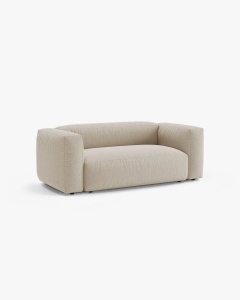 CANAPEA MARTINA, CU 2 LOCURI, BEJ DESCHIS, 200 CM, CU TAPITERIE DIN TEXTIL STRUCTURAT BOSTON, MICADONI - Img 2