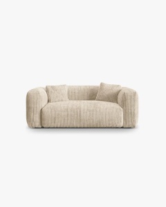 CANAPEA MARTINA, CU 2 LOCURI, BEJ DESCHIS, 200 CM, CU TAPITERIE DIN TEXTIL CORDOI TILIA, MICADONI