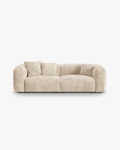 CANAPEA MARTINA, CU 3 LOCURI, BEJ DESCHIS, 244 CM, CU TAPITERIE DIN TEXTIL CORDOI TILIA, MICADONI