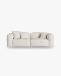CANAPEA MARTINA, CU 3 LOCURI, MELANJ GRI BEJ, 244 CM, CU TAPITERIE DIN TEXTIL BOUCLE MONET, MICADONI