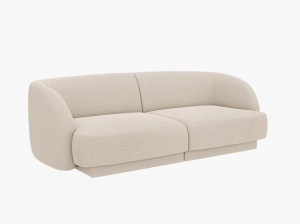 CANAPEA MILEY, CU 2 LOCURI, BEJ, CU TAPITERIE DIN TEXTIL BOUCLE BALOO, MICADONI - Img 2