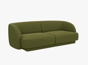 CANAPEA MILEY, CU 2 LOCURI, VERDE MASLINIU INCHIS, CU TAPITERIE DIN TEXTIL BOUCLE, MICADONI - Img 2