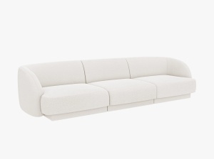 CANAPEA MILEY, CU 3 LOCURI, ALB, CU TAPITERIE DIN TEXTIL BOUCLE BALOO, MICADONI