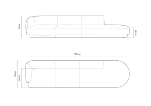CANAPEA MILEY DREAPTA, 4 LOCURI, 325 CM, GRI 16, TAPITERIE CHENILLE, DESIGN DEOSEBIT - Img 4