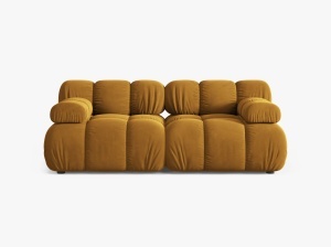 CANAPEA MODULARA BELLIS, CU 2 LOCURI, GALBEN, CU TAPITERIE DIN CATIFEA BLUVEL, MICADONI