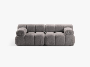 CANAPEA MODULARA BELLIS, CU 2 LOCURI, GRI DESCHIS, CU TAPITERIE DIN BOUCLE ROLF, MICADONI