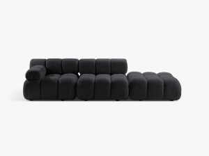 CANAPEA MODULARA BELLIS, PE DREPTA, GRI GRAFIT, CU TAPITERIE DIN TEXTIL BOUCLE ROLF, MICADONI
