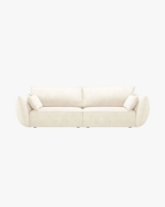 CANAPEA SPATIOASA SI CONFORTABILA KAELLE, CU 3 LOCURI, BEJ DESCHIS, 208 CM, CU TAPITERIE DIN TEXTIL CHENILLE OVER THE HORIZON, MICADONI