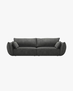 CANAPEA SPATIOASA SI CONFORTABILA KAELLE, CU 3 LOCURI, GRI INCHIS, 208 CM, CU TAPITERIE DIN TEXTIL CHENILLE OVER THE HORIZON, MICADONI