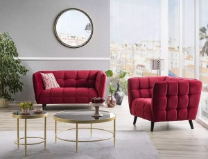 CANAPEA STIL CASTELLO 2, BORDO BLUVEL 59/WENGE, TAPITERIE DIN CATIFEA SI PICIOARE DIN LEMN - Img 5