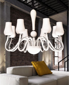 CANDELABRU MODERN BELARDO W8 DIN STICLA SI METAL DESIGN DEOSEBIT - Img 3